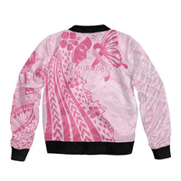 Pacific Girl and Butterfly Cancer Ribbon Personalised Bomber Jacket LT9 - Polynesian Pride