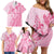 Pacific Girl and Butterfly Cancer Ribbon Personalised Family Matching Off Shoulder Short Dress and Hawaiian Shirt