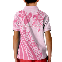 Pacific Girl and Butterfly Cancer Ribbon Personalised Kid Polo Shirt LT9 - Polynesian Pride