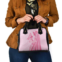 Pacific Girl and Butterfly Cancer Ribbon Personalised Shoulder Handbag LT9 - Polynesian Pride