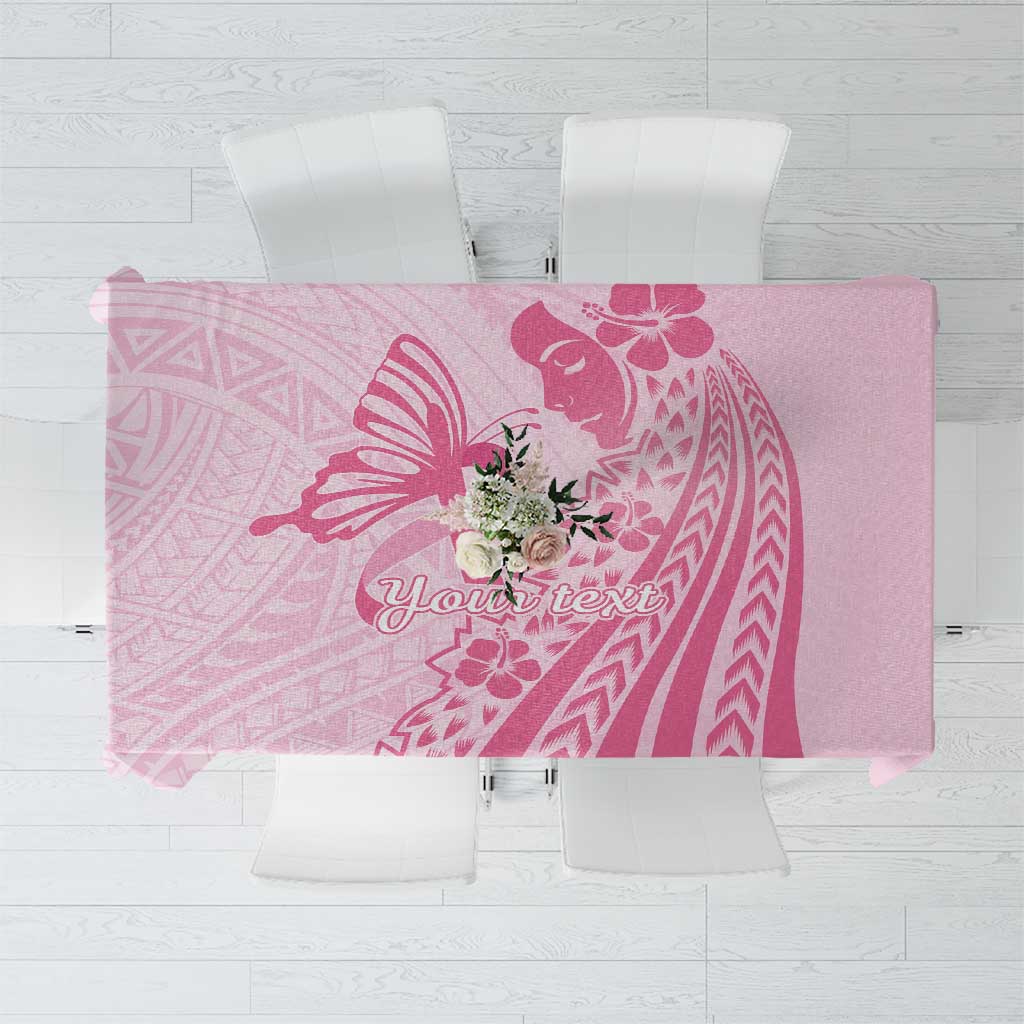 Pacific Girl and Butterfly Cancer Ribbon Personalised Tablecloth