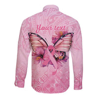 Faith Hope Love Butterfly Ribbon Personalised Long Sleeve Button Shirt LT9 - Polynesian Pride