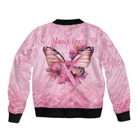 Faith Hope Love Butterfly Ribbon Personalised Sleeve Zip Bomber Jacket LT9 - Polynesian Pride