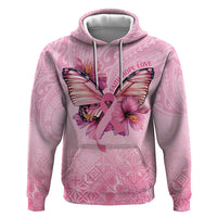 Faith Hope Love Butterfly Ribbon Personalised Zip Hoodie LT9 Pullover Hoodie Pink - Polynesian Pride