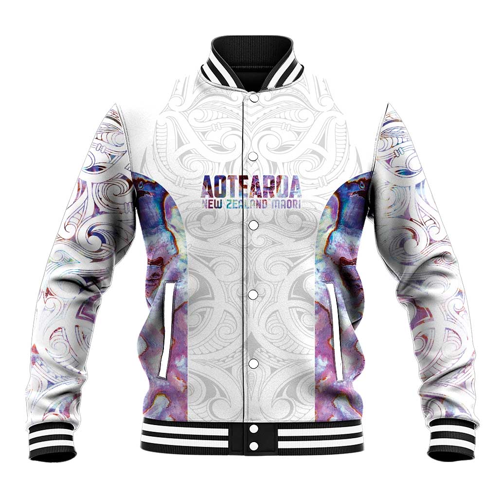 Custom New Zealand Aotearoa Baseball Jacket Pink Maori Paua Shell Indigenous LT9 Unisex Pink - Polynesian Pride