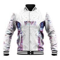 Custom New Zealand Aotearoa Baseball Jacket Pink Maori Paua Shell Indigenous LT9 Unisex Pink - Polynesian Pride