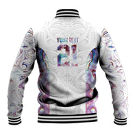 Custom New Zealand Aotearoa Baseball Jacket Pink Maori Paua Shell Indigenous LT9 - Polynesian Pride