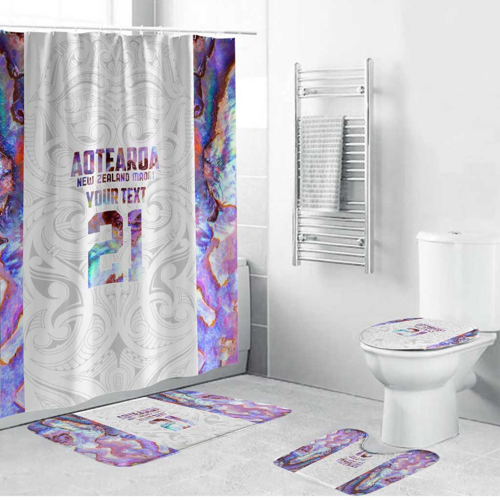 Custom New Zealand Aotearoa Bathroom Set Pink Maori Paua Shell Indigenous LT9 Bathroom Set (4 pcs) Pink - Polynesian Pride