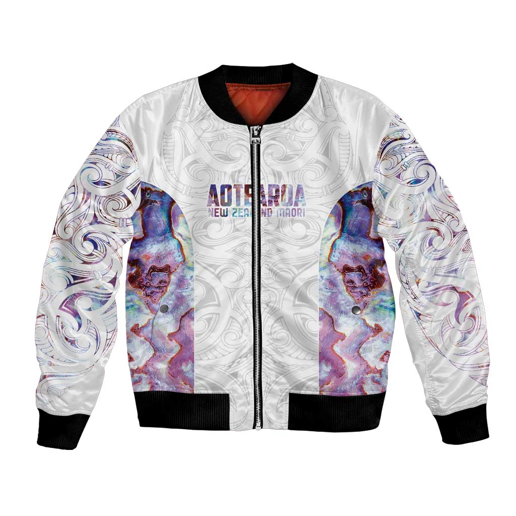 Custom New Zealand Aotearoa Bomber Jacket Pink Maori Paua Shell Indigenous LT9 Unisex Pink - Polynesian Pride