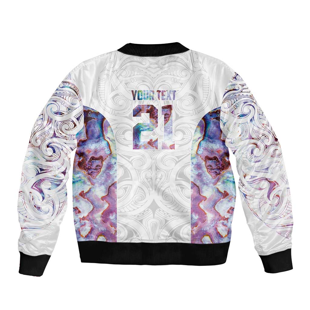 Custom New Zealand Aotearoa Bomber Jacket Pink Maori Paua Shell Indigenous LT9 - Polynesian Pride