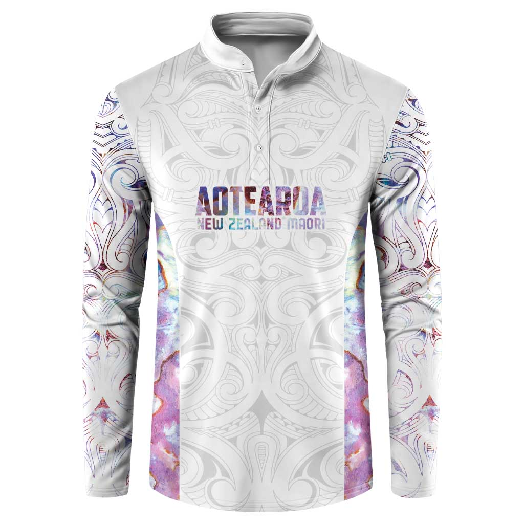 Custom New Zealand Aotearoa Button Sweatshirt Pink Maori Paua Shell Indigenous LT9 Pink - Polynesian Pride