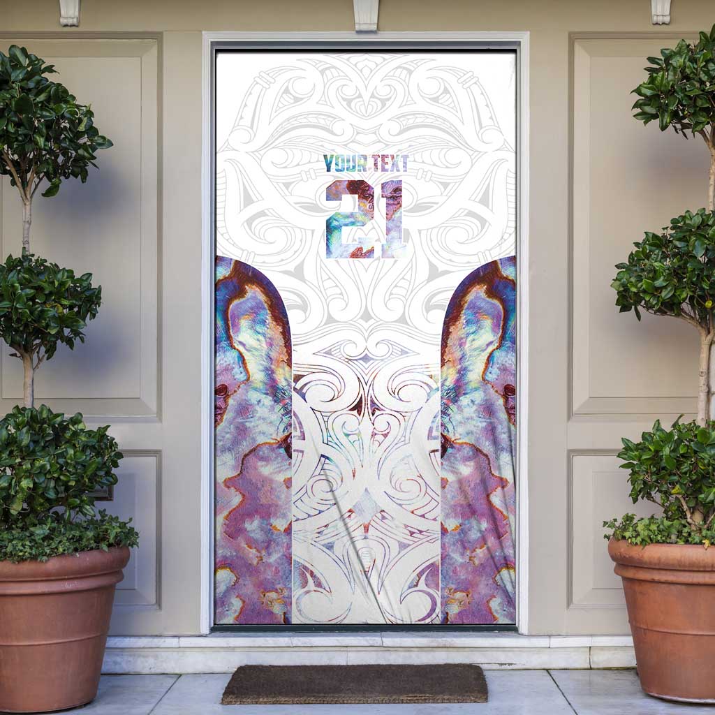 Custom New Zealand Aotearoa Door Cover Pink Maori Paua Shell Indigenous LT9 Pink - Polynesian Pride