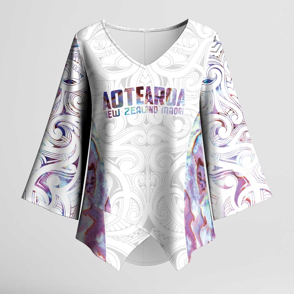 Custom New Zealand Aotearoa Kimono Sleeve Blouse Pink Maori Paua Shell Indigenous LT9 Female Pink - Polynesian Pride