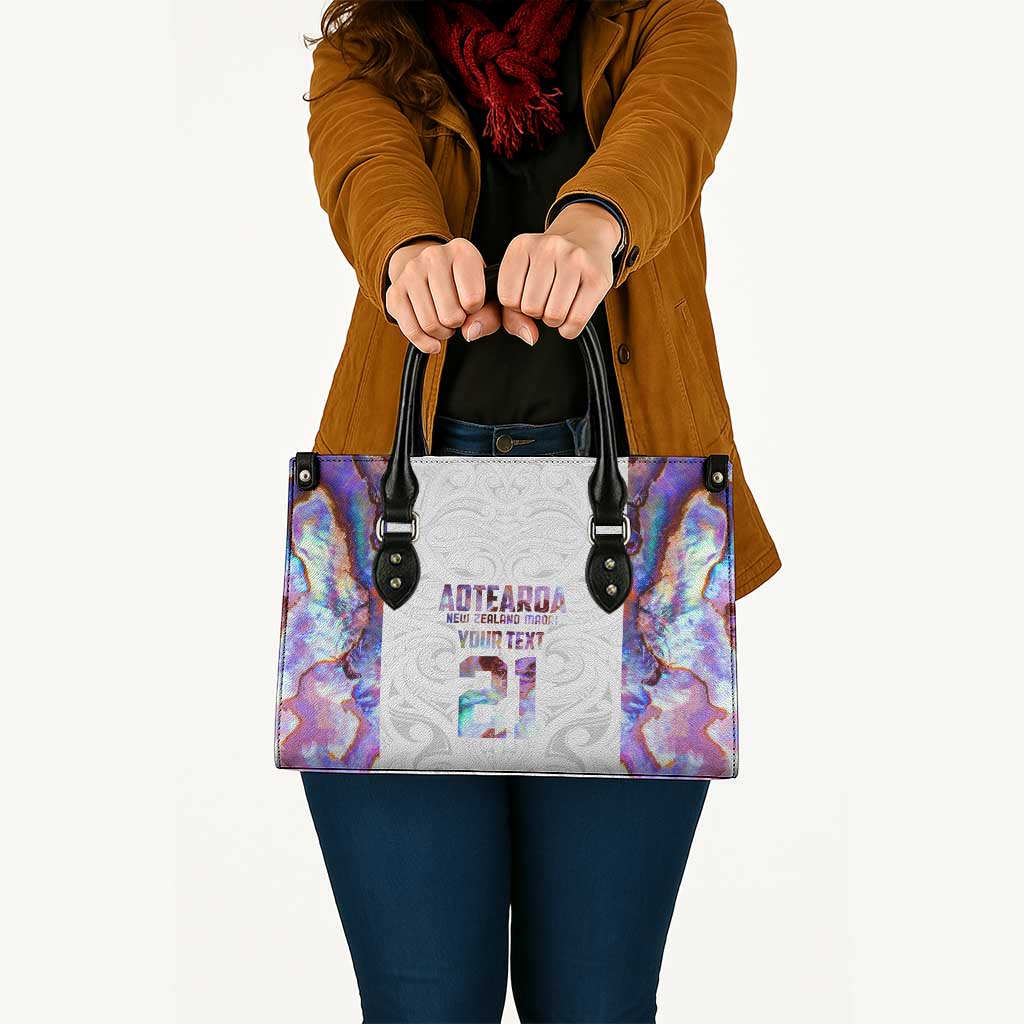 Custom New Zealand Aotearoa Leather Bag Pink Maori Paua Shell Indigenous LT9 Pink - Polynesian Pride