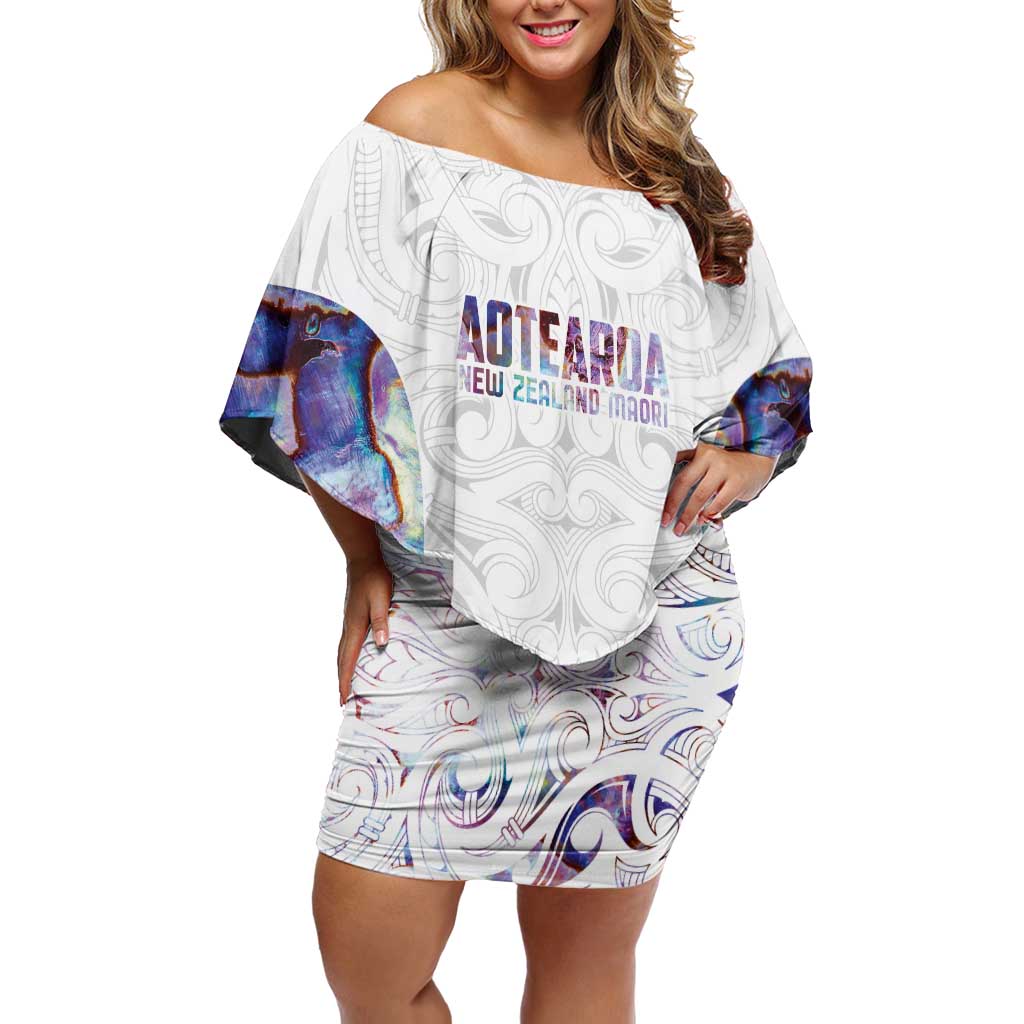 Custom New Zealand Aotearoa Off Shoulder Short Dress Pink Maori Paua Shell Indigenous LT9 Women Pink - Polynesian Pride