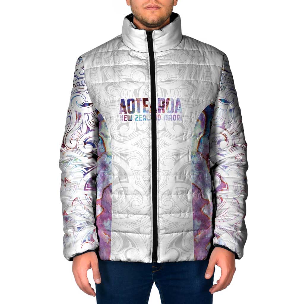 Custom New Zealand Aotearoa Padded Jacket Pink Maori Paua Shell Indigenous LT9 Men Pink - Polynesian Pride