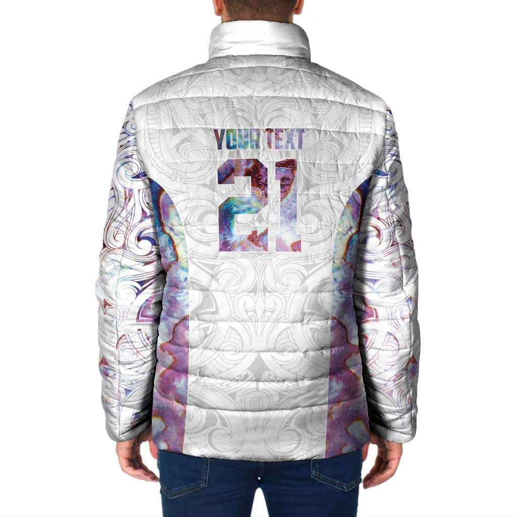 Custom New Zealand Aotearoa Padded Jacket Pink Maori Paua Shell Indigenous LT9 - Polynesian Pride