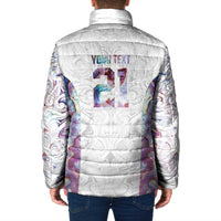 Custom New Zealand Aotearoa Padded Jacket Pink Maori Paua Shell Indigenous LT9 - Polynesian Pride