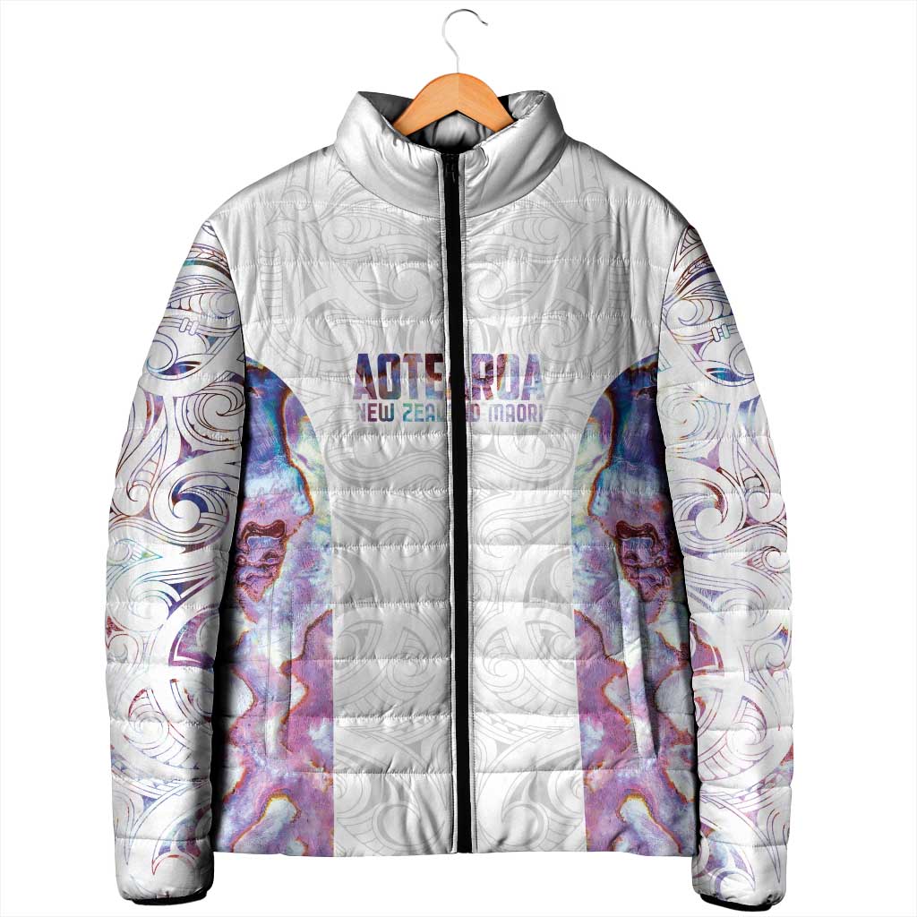 Custom New Zealand Aotearoa Padded Jacket Pink Maori Paua Shell Indigenous LT9 - Polynesian Pride