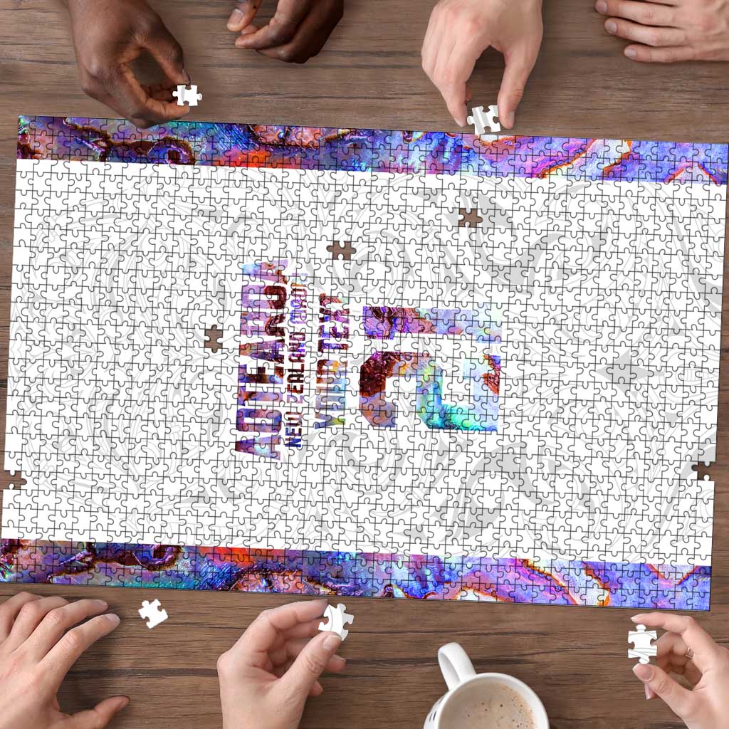 Custom New Zealand Aotearoa Puzzle Pink Maori Paua Shell Indigenous LT9 - Polynesian Pride