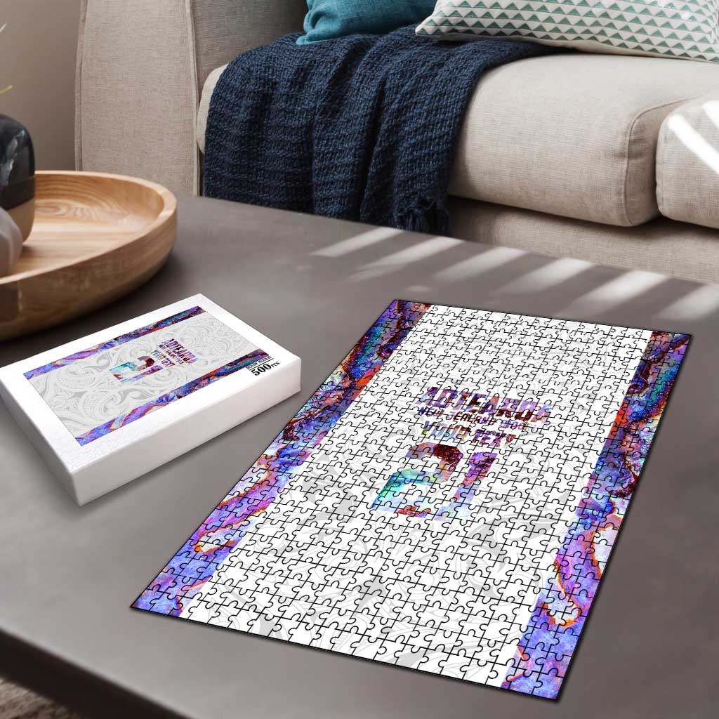 Custom New Zealand Aotearoa Puzzle Pink Maori Paua Shell Indigenous LT9 - Polynesian Pride
