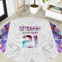 Custom New Zealand Aotearoa Round Carpet Pink Maori Paua Shell Indigenous LT9 Pink - Polynesian Pride