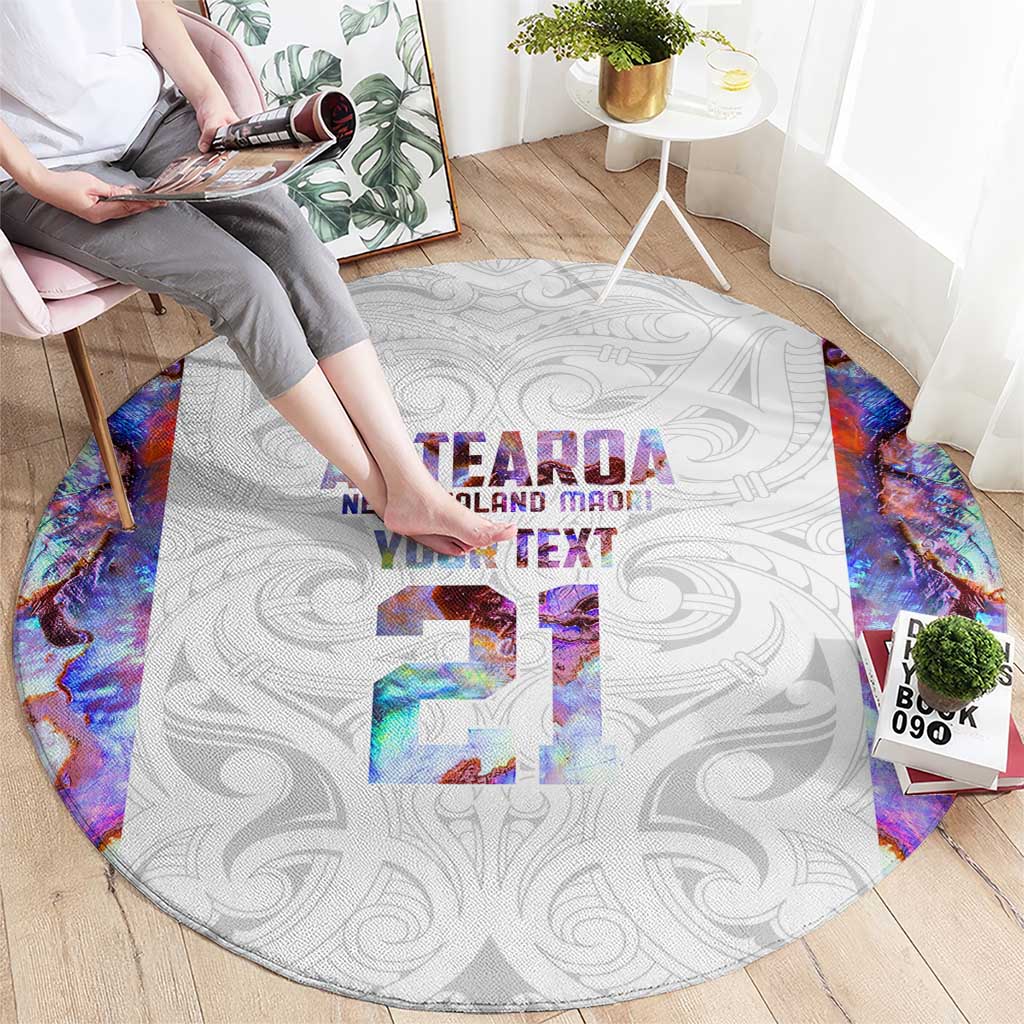 Custom New Zealand Aotearoa Round Carpet Pink Maori Paua Shell Indigenous LT9 - Polynesian Pride