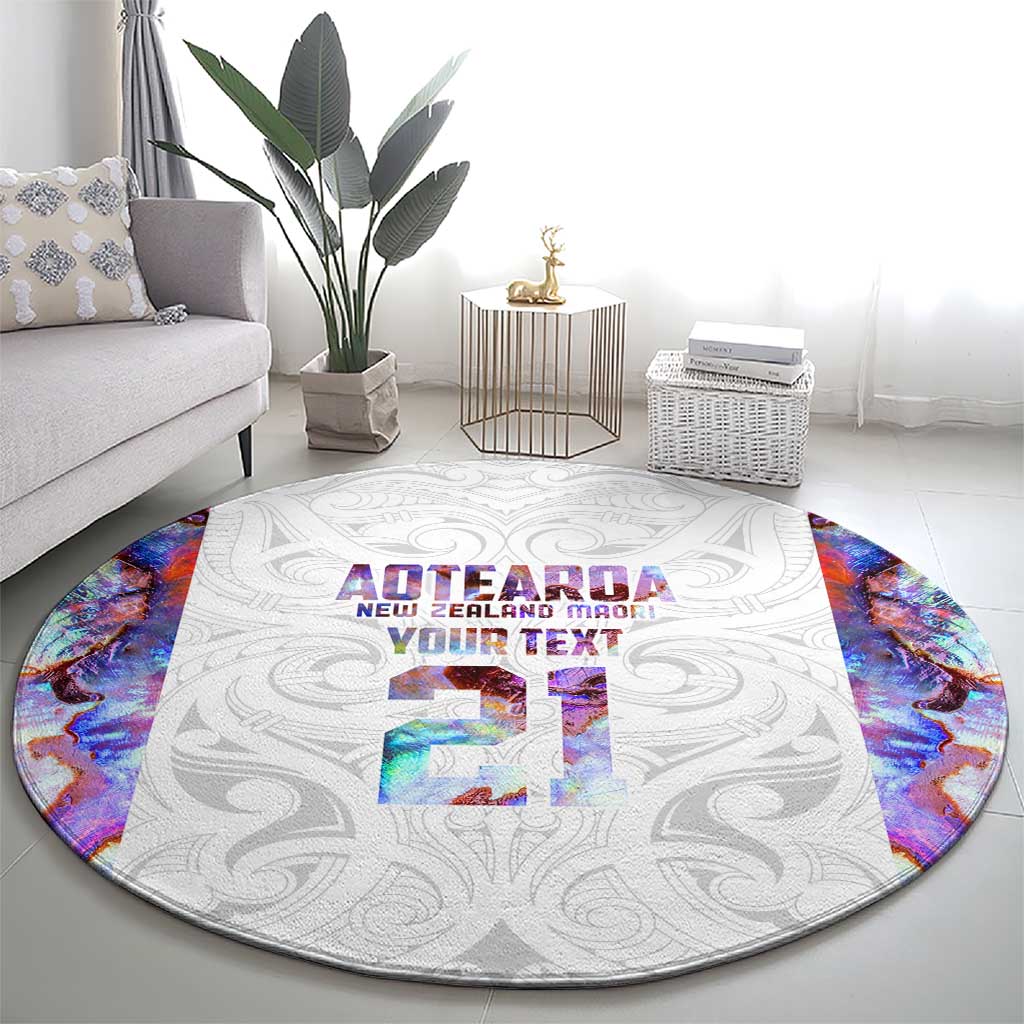 Custom New Zealand Aotearoa Round Carpet Pink Maori Paua Shell Indigenous LT9 - Polynesian Pride