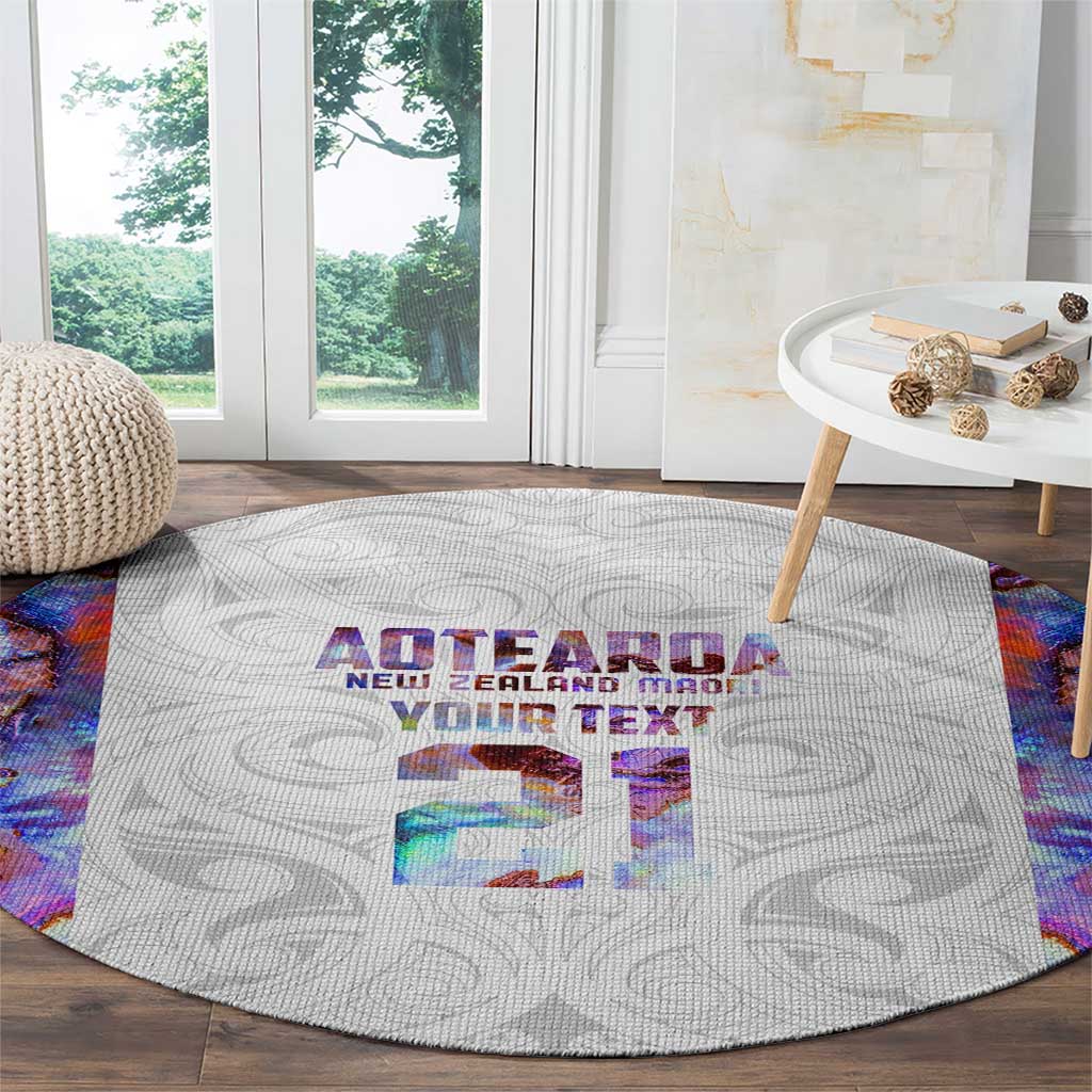 Custom New Zealand Aotearoa Round Carpet Pink Maori Paua Shell Indigenous LT9 - Polynesian Pride