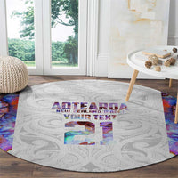 Custom New Zealand Aotearoa Round Carpet Pink Maori Paua Shell Indigenous LT9 - Polynesian Pride