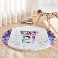Custom New Zealand Aotearoa Round Carpet Pink Maori Paua Shell Indigenous LT9 - Polynesian Pride