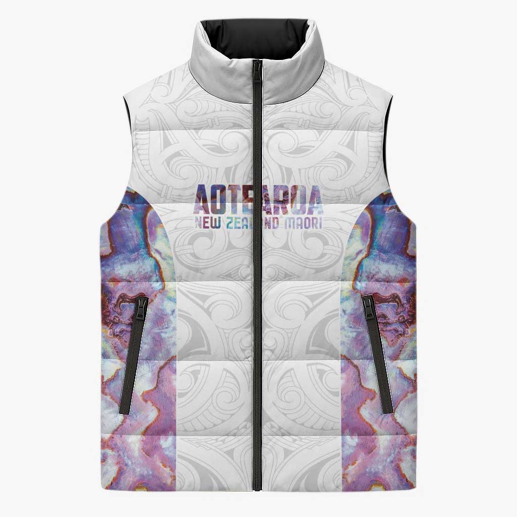 Custom New Zealand Aotearoa Sleeveless Puffer Jacket Pink Maori Paua Shell Indigenous LT9 Unisex Pink - Polynesian Pride