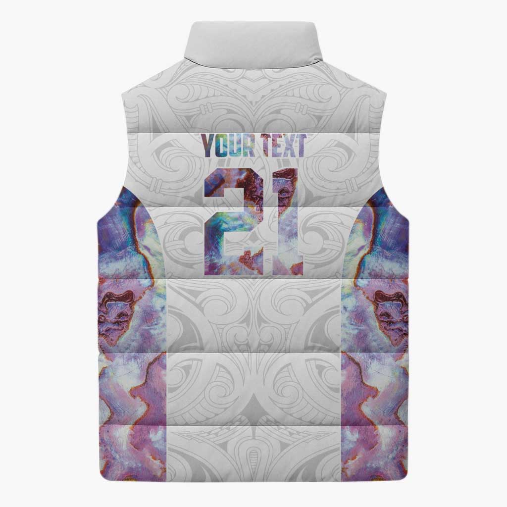 Custom New Zealand Aotearoa Sleeveless Puffer Jacket Pink Maori Paua Shell Indigenous LT9 - Polynesian Pride
