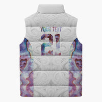 Custom New Zealand Aotearoa Sleeveless Puffer Jacket Pink Maori Paua Shell Indigenous LT9 - Polynesian Pride