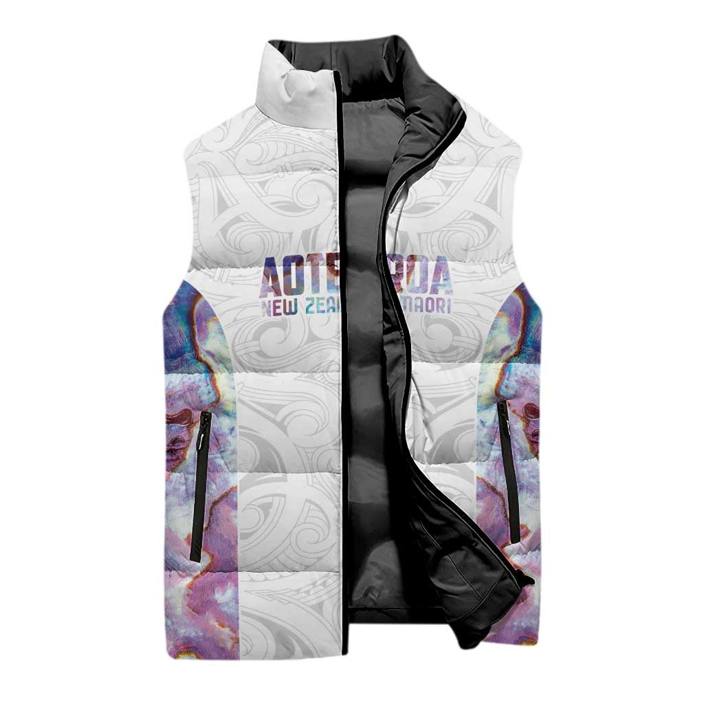 Custom New Zealand Aotearoa Sleeveless Puffer Jacket Pink Maori Paua Shell Indigenous LT9 - Polynesian Pride