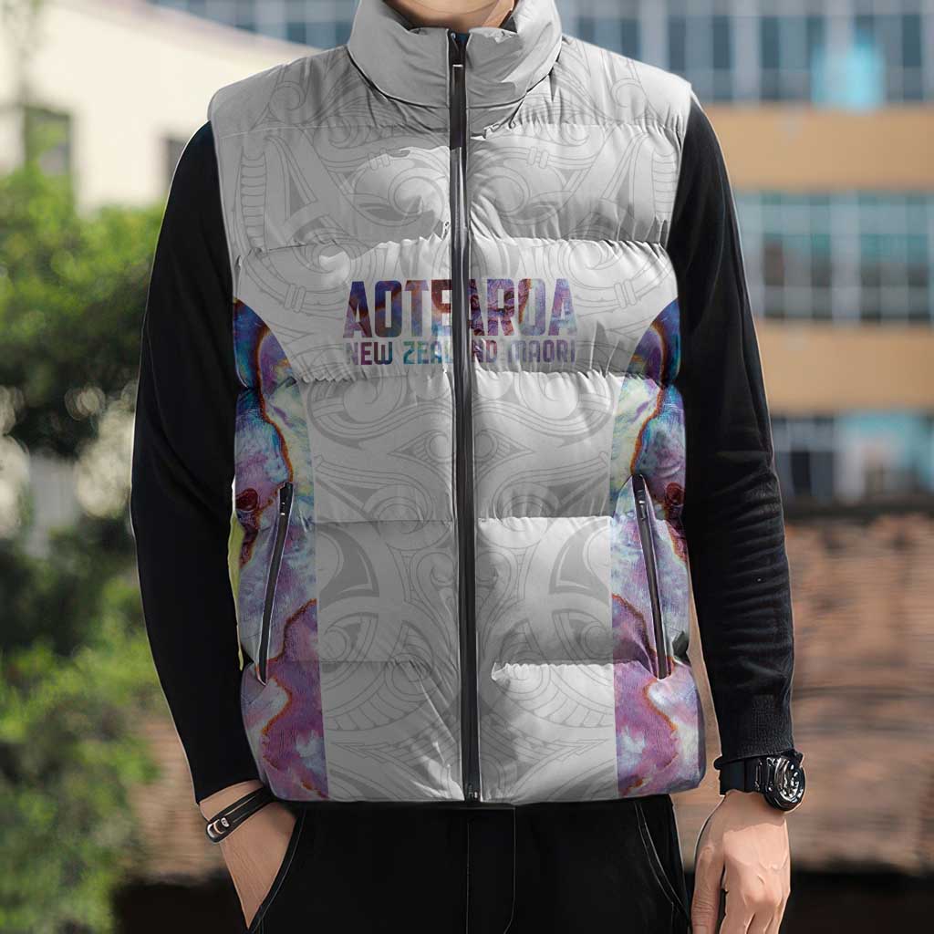 Custom New Zealand Aotearoa Sleeveless Puffer Jacket Pink Maori Paua Shell Indigenous LT9 - Polynesian Pride