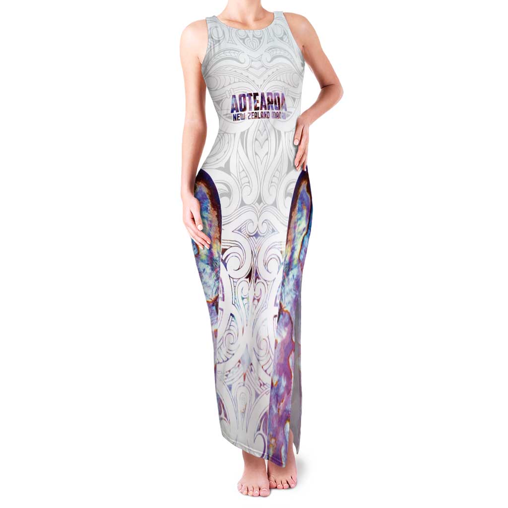Custom New Zealand Aotearoa Tank Maxi Dress Pink Maori Paua Shell Indigenous LT9 Women Pink - Polynesian Pride