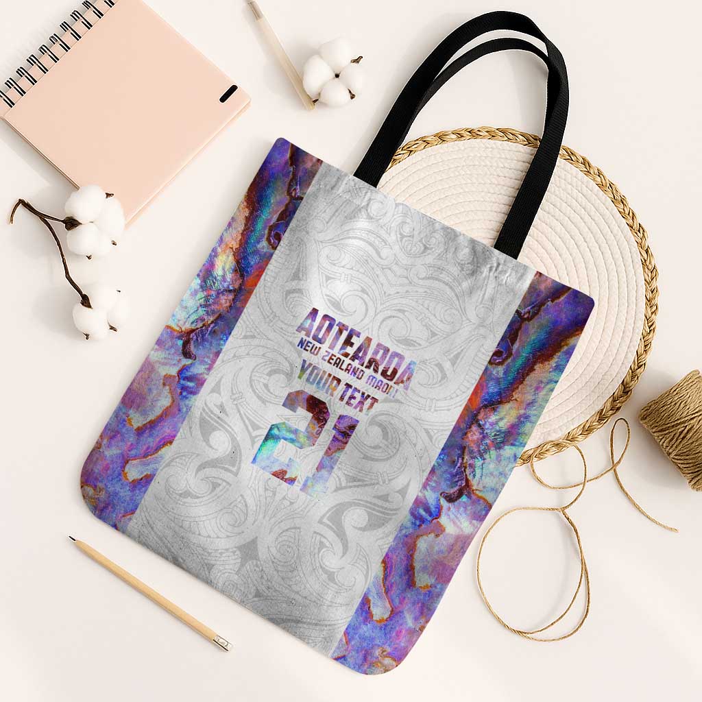 Custom New Zealand Aotearoa Tote Bag Pink Maori Paua Shell Indigenous LT9 Black Strap One Size Pink - Polynesian Pride