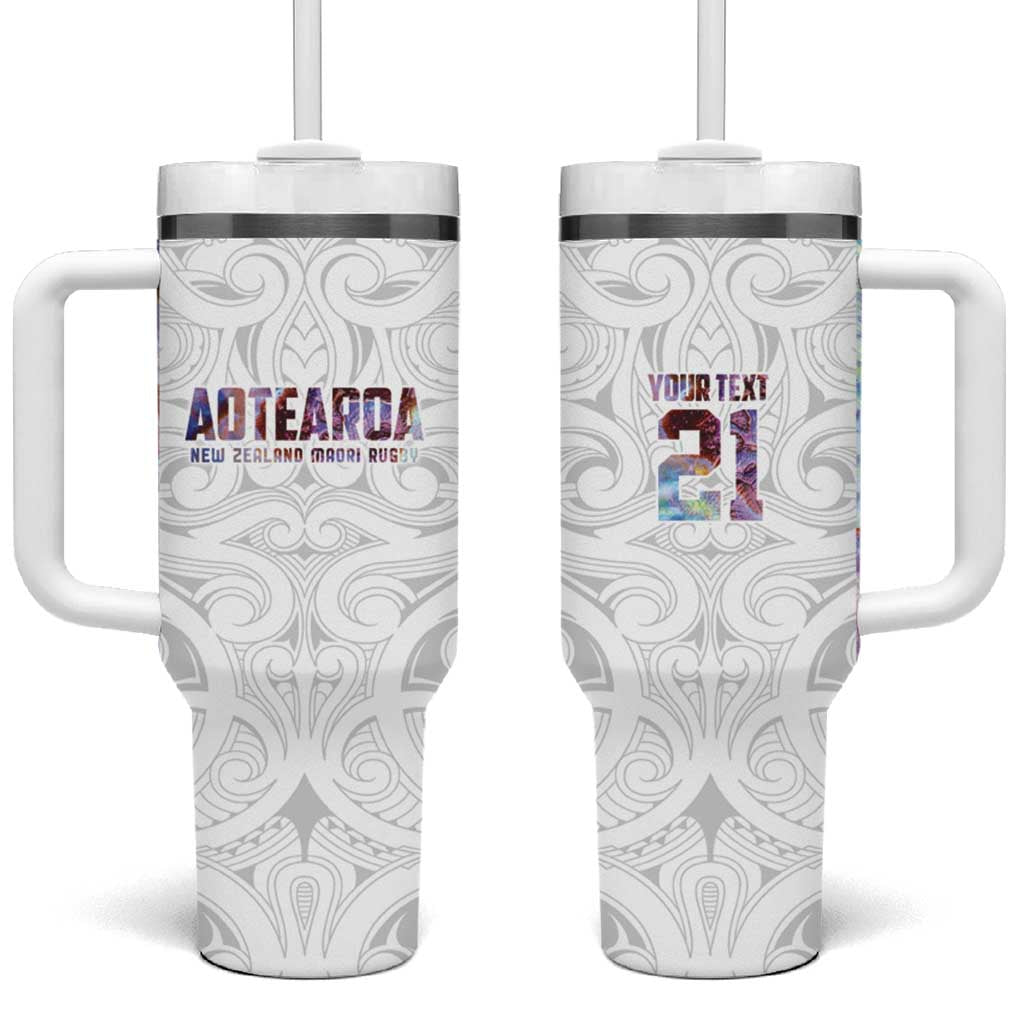 Custom New Zealand Aotearoa Tumbler With Handle Pink Maori Paua Shell Indigenous LT9 One Size: 40 oz Pink - Polynesian Pride