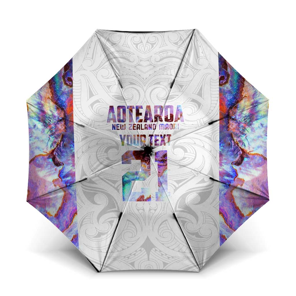 Custom New Zealand Aotearoa Umbrella Pink Maori Paua Shell Indigenous LT9 One Size Folded 11.42 inch Opened Diameter 37.4 inch Pink - Polynesian Pride