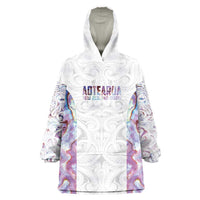 Custom New Zealand Aotearoa Wearable Blanket Hoodie Pink Maori Paua Shell Indigenous LT9 One Size Pink - Polynesian Pride