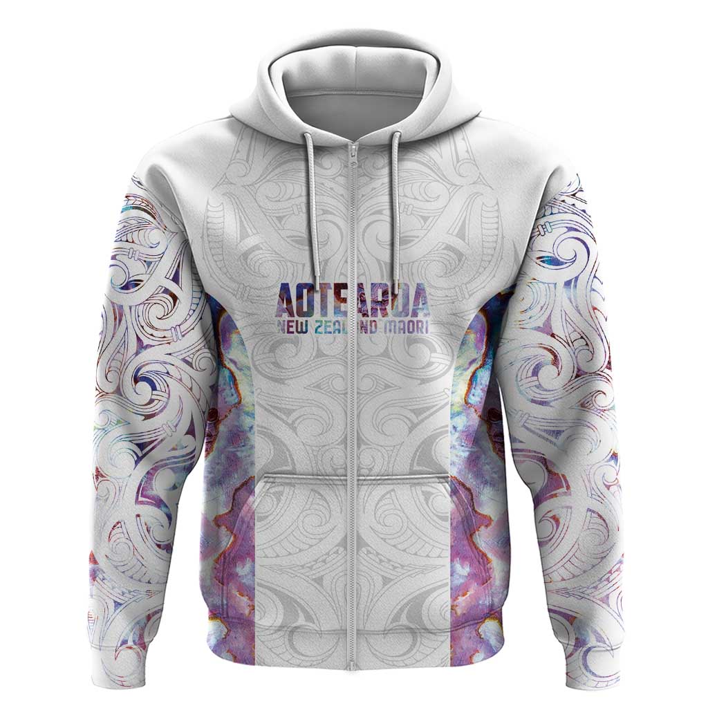 Custom New Zealand Aotearoa Zip Hoodie Pink Maori Paua Shell Indigenous LT9 Zip Hoodie Pink - Polynesian Pride