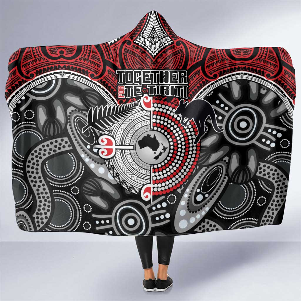 Aotearoa and Australia Hooded Blanket New Zealand Honour The Treaty Ake!Ake!Ake! LT9 One Size Red - Polynesian Pride