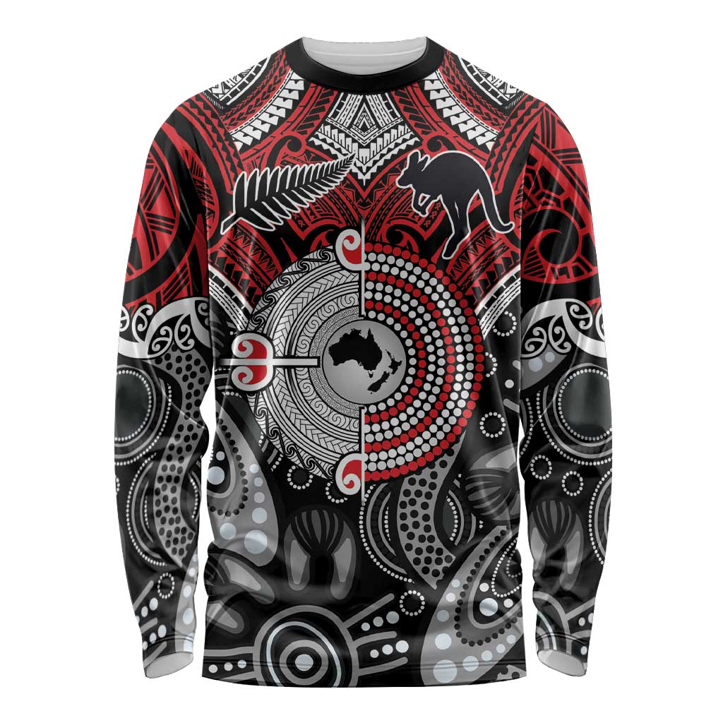 Aotearoa and Australia Long Sleeve Shirt New Zealand Honour The Treaty Ake!Ake!Ake! LT9 Unisex Red - Polynesian Pride