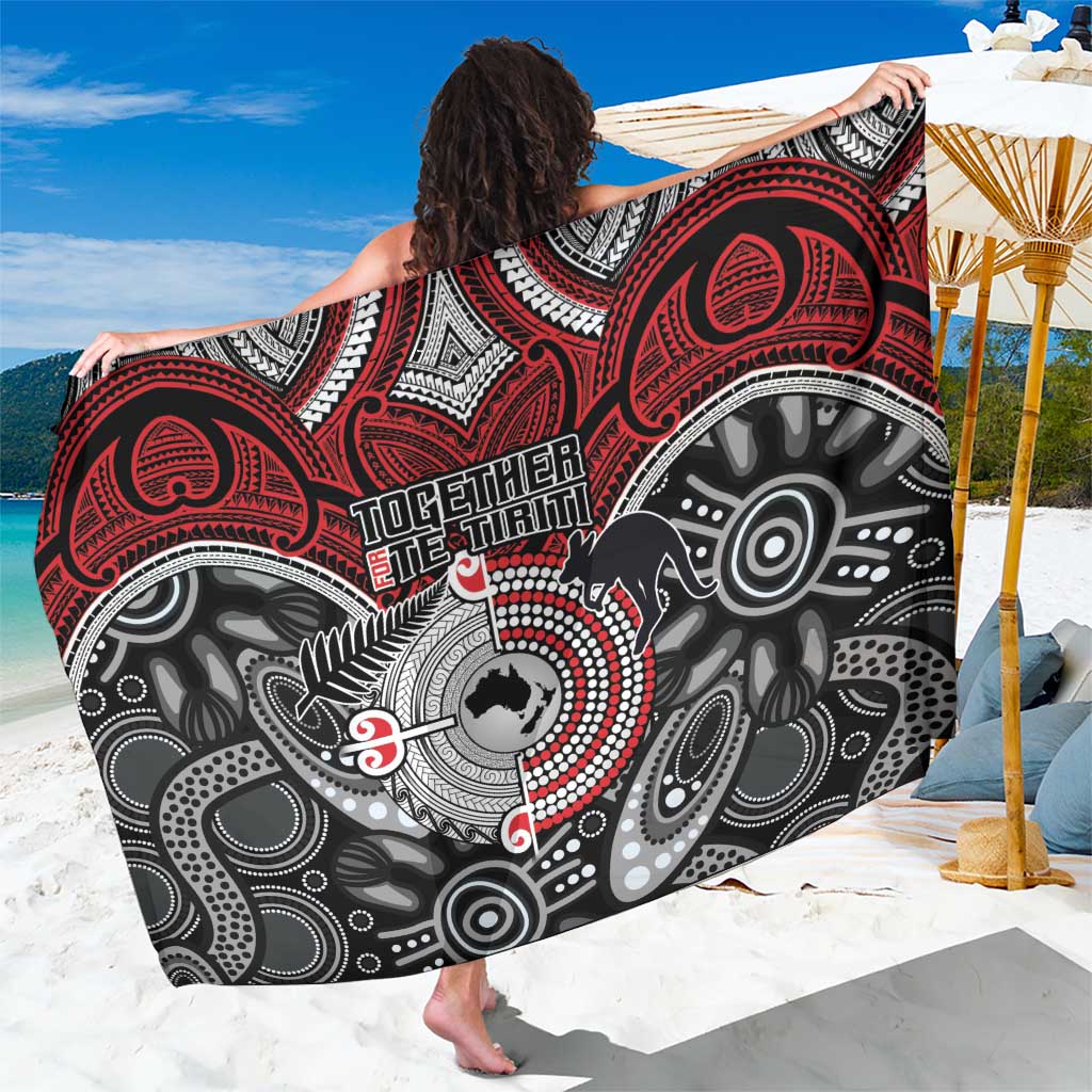 Aotearoa and Australia Sarong New Zealand Honour The Treaty Ake!Ake!Ake! LT9 One Size 44 x 66 inches Red - Polynesian Pride