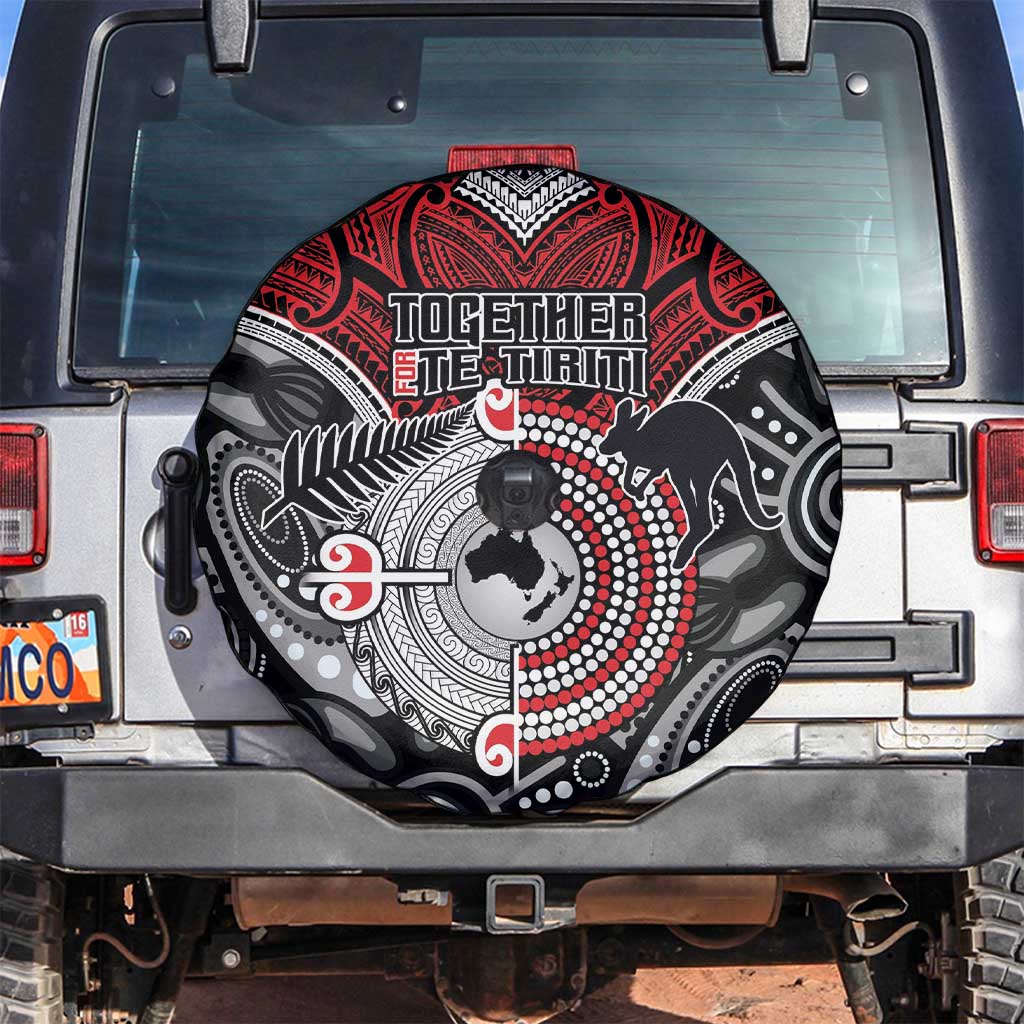 Aotearoa and Australia Spare Tire Cover New Zealand Honour The Treaty Ake!Ake!Ake!