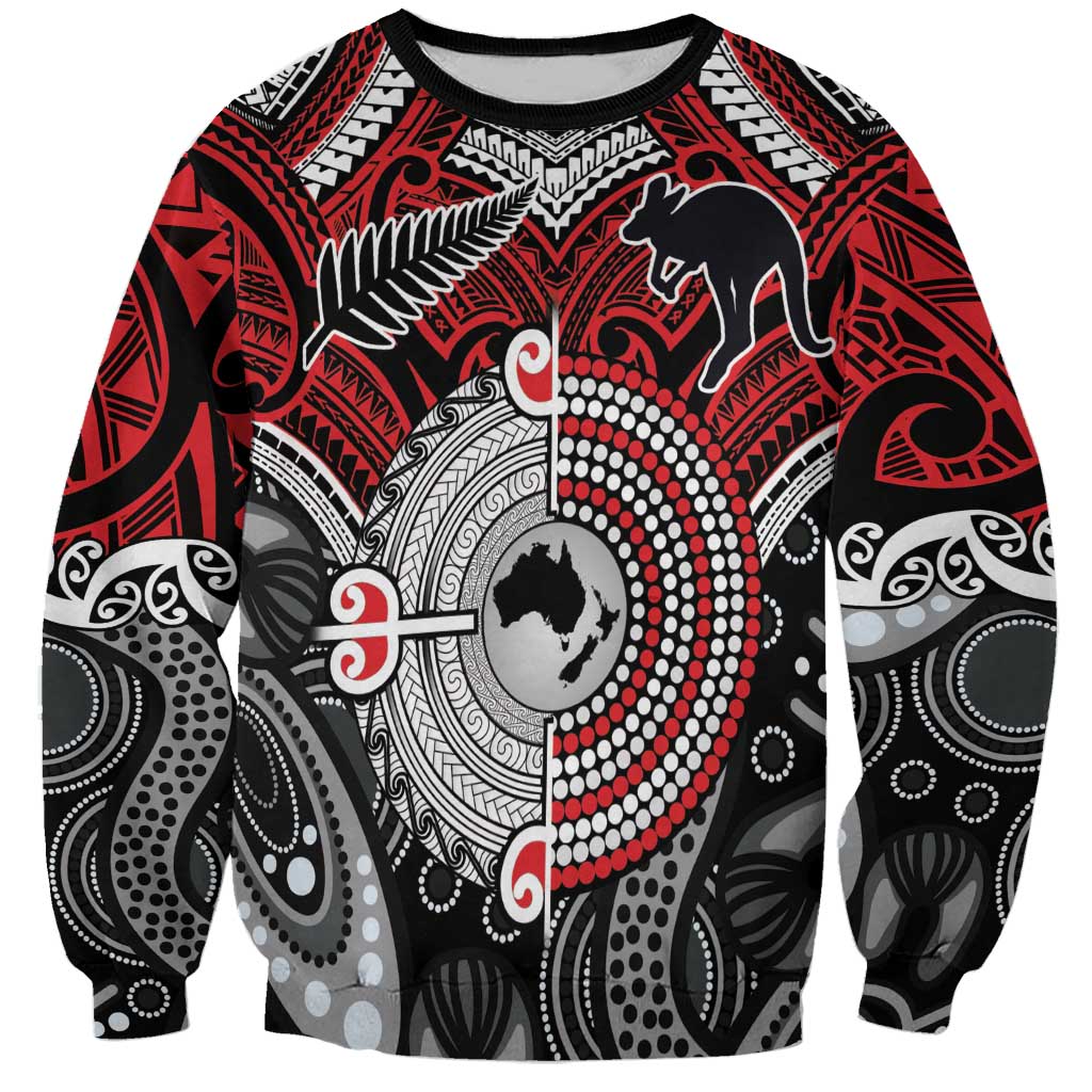 Aotearoa and Australia Sweatshirt New Zealand Honour The Treaty Ake!Ake!Ake! LT9 Unisex Red - Polynesian Pride