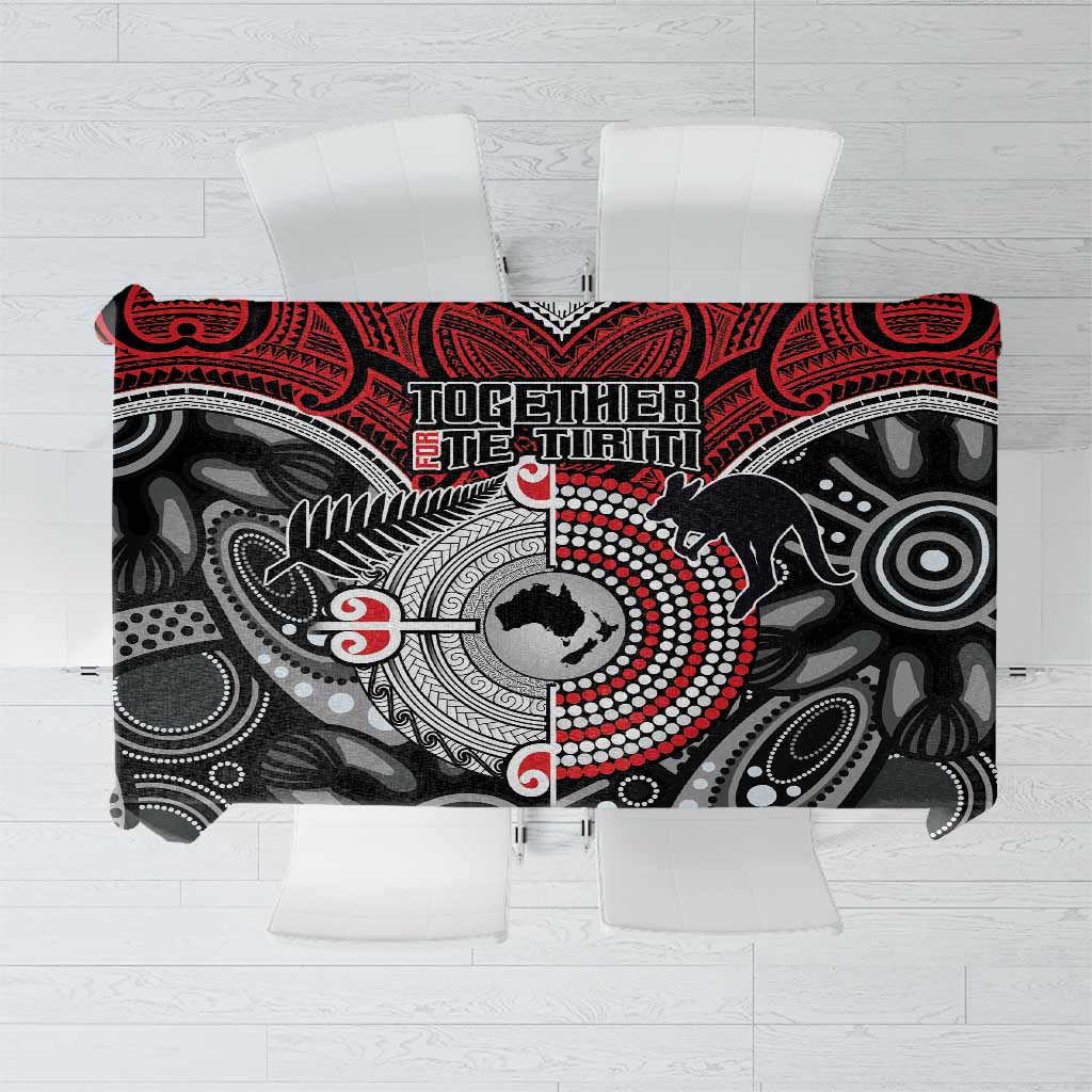 Aotearoa and Australia Tablecloth New Zealand Honour The Treaty Ake!Ake!Ake! LT9 Red - Polynesian Pride
