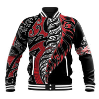 Koru Fern New Zealand Baseball Jacket Maori Tribal Pattern LT9 Unisex Red - Polynesian Pride