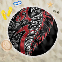 Koru Fern New Zealand Beach Blanket - Maori Tribal Pattern LT9 One Size 150cm Red - Polynesian Pride